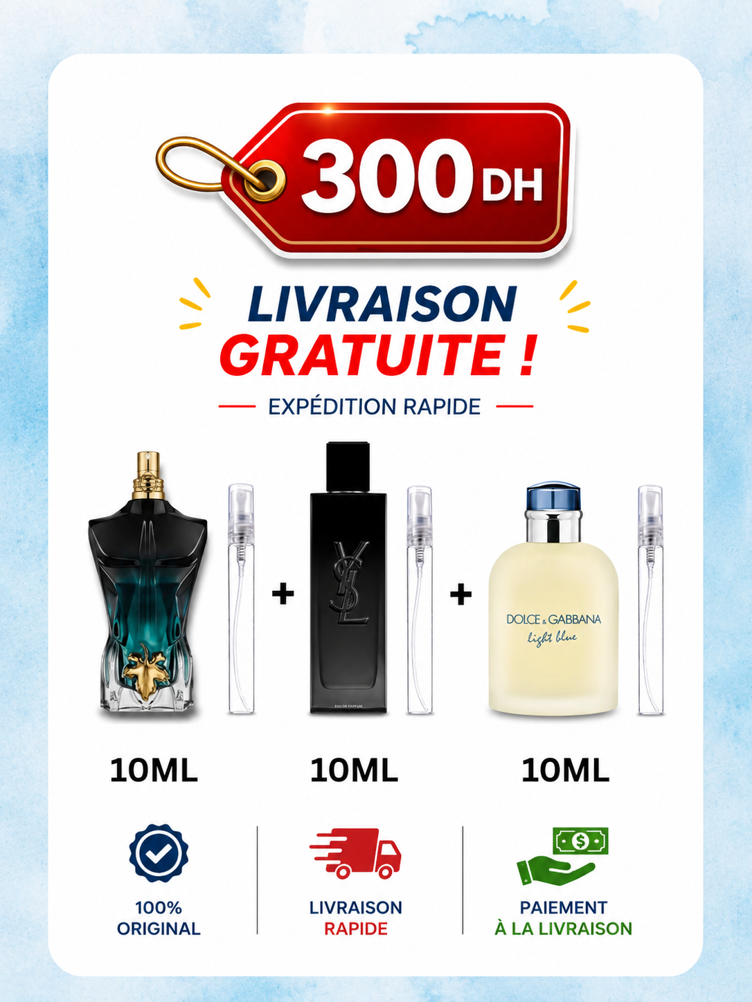10ML LE BEAU + 10ML MY SELF EDP + 10ML LIGHT BLUE