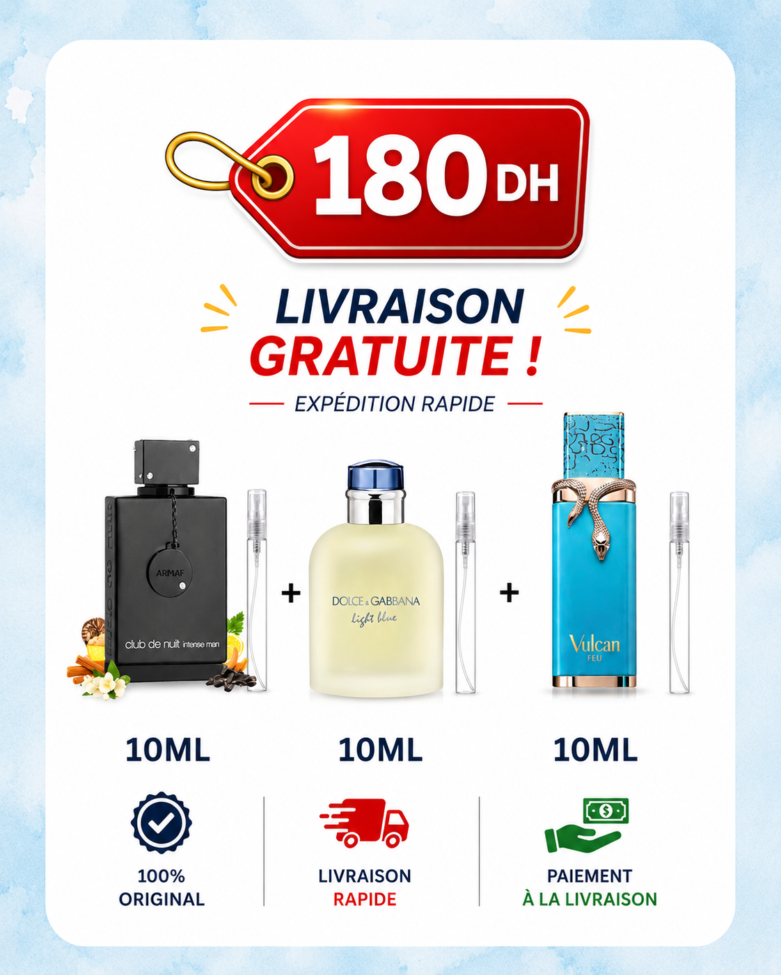 CLUB DE NUIT + LIGHT BLUE + VULCAN FEU